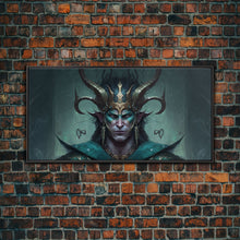 Carregar imagem no visualizador da galeria, Aesthetic Loki the Trickster God, Norse Mythology, Framed Canvas Print, Extra Large Art, Fantasy Decor, Pastel Aesthetic Art
