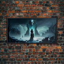 Load image into Gallery viewer, Doorway to Niflheim, Land of Mist and the Dead, Norse Mythology Fantasy Art, Framed Canvas Print, Fantasy Decor
