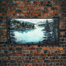 Load image into Gallery viewer, Blue Lake Art | Framed Canvas Print | Blue Lake Painting | Lake House Decor | Guest Room Landscape Painting | Crater Lake Painting

