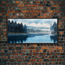 Load image into Gallery viewer, Blue Lake Art | Framed Canvas Print | Blue Lake Painting | Lake House Decor | Guest Room Landscape Painting | Waldo Lake Painting
