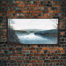 Load image into Gallery viewer, Blue Lake Art | Framed Canvas Print | Blue Lake Painting | Lake House Decor | Guest Room Landscape Painting | Detroit Lake Painting
