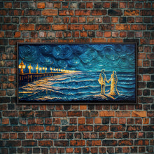 Load image into Gallery viewer, Couple Standing On The Beach, Abstract Art, Framed Canvas Print, Wood Framed Wall Art, Gift For Couples, Gift, Van Gogh Style Art
