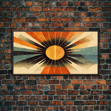 Carregar imagem no visualizador da galeria, Abstract Midcentury Modern Sunburst, Canvas Print, Art Deco Style wall art, sun with sun rays, sun burst, boho style, ready to hang
