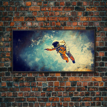 Carregar imagem no visualizador da galeria, Astronaut In Space Wall Decor, Galaxy Wall Art, Outer Space Wall Art, Panoramic Wall Decor, Canvas Print, Wall Art, Framed Canvas Art
