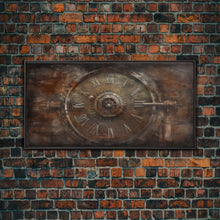 Load image into Gallery viewer, Clock Wall Decor, Steampunk Wall Art, Brown Grunge Wall Art, Panoramic Wall Decor, Canvas Print, Wall Art, Framed Canvas Art
