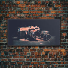 Cargar imagen en el visor de la galería, Film Camera Wall Decor, Camera Wall Art, Retro Wall Art, Photography Art, Panoramic Wall Decor, Canvas Print, Wall Art, Framed Canvas Art
