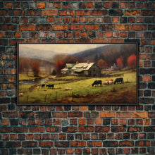 Carregar imagem no visualizador da galeria, Farm Wall Decor, Country Wall Decor, Farm Animals Wall Decor, Fall Wall Art, Panoramic Wall Decor, Canvas Print, Wall Art, Framed Canvas Art

