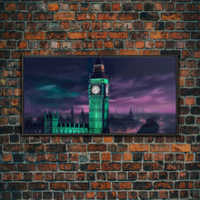 Cargar imagen en el visor de la galería, Big Ben Wall Art, London Landscape, Cityscape Wall Art, England Wall Decor, Panoramic Wall Decor, Canvas Print, Wall Art, Framed Canvas Art
