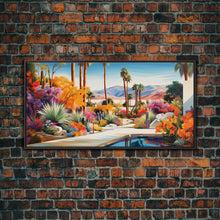Load image into Gallery viewer, Desert Landscape Wall Art, Mountains Wall Print, Palm Trees Art, Panoramic Art, Wall Art, Canvas Art, Landscape Art, Modern House Art
