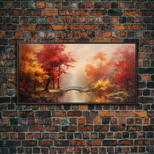 Carregar imagem no visualizador da galeria, Fall Centerpiece, Beautiful Forest In Early Autumn, Landscape Framed Canvas Print Painting, Wall Art, Wall Decor, Autumn Decor, Farmhouse
