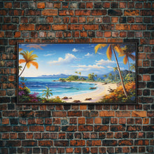 Carregar imagem no visualizador da galeria, Beach Wall Art, Ocean Wall Art, Nautical Print, Tropical Art, Panoramic Art, Wall Art, Canvas Art, Landscape Art, Beach House Wall Art

