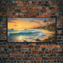 Carregar imagem no visualizador da galeria, Beach Wall Art, Tropical Art Print, Palm Trees Wall Art, Panoramic Art, Wall Art, Canvas Art, Landscape Art, Landscape Print, Travel Print
