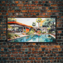 Load image into Gallery viewer, Architectural Print, House Portrait, Watercolor House, Panoramic Art, Wall Art, Canvas Art, Landscape Art, Realtor Thank You, Above Bed Art
