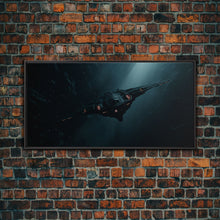 Cargar imagen en el visor de la galería, Cool Scifi Wall Art, Scifi Art, Framed Canvas Print, The Space Cruiser, Gull Wing Space Ship, Unique Art, Alien Wall Art

