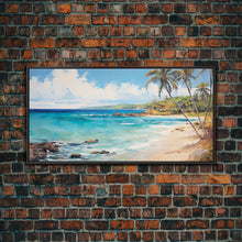 Load image into Gallery viewer, Palm Tree Beach Print, Beach Art, Framed Canvas Art, Original Beach Painting, Palm Tree Poster, Landscape Painting, Tropical Decor
