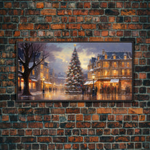 Cargar imagen en el visor de la galería, Christmas Tree In The Town Square - Winter Wonderland Canvas Print - Christmas Village - Christmas Decor - Winter Centerpiece

