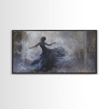 Carregar imagem no visualizador da galeria, Ballerina Dancing In The Fog, Framed Canvas Print, Halloween Decor, Macabre Dark Academia Wall Art
