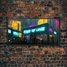 Load image into Gallery viewer, End Of Line, Cyberpunk Subway Art, Dystopian Cyber Punk City, Canvas Print, Bladerunner vibes art, cool wall art, night city
