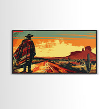 Carregar imagem no visualizador da galeria, Abstract Cowboy in Desert Sunset Scene, Boho Bedroom Art, Framed Canvas Print, Modern Living Room Decoration, Rustic Wall Art
