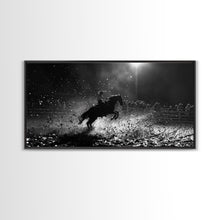 Carregar imagem no visualizador da galeria, Action-Packed Rodeo Night Scene with Cowboy and Horse, Ideal for Framed Canvas Print, Living Room Wall Art, Perfect Bedroom Decor
