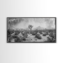 Load image into Gallery viewer, Desolate Desert with Joshua Trees, Framed Canvas Print for Living Room Decor, Ideal for Bedroom Wall Art, Rustic Western Scene
