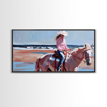 Load image into Gallery viewer, Cowboy Riding Bucking Horse, High Energy Framed Canvas Print, Perfect for Western Living Room Art, Bedroom Decor, Rustic Home Wall Art
