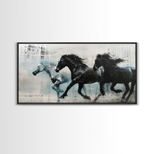 Carregar imagem no visualizador da galeria, Galloping Horses in Monochrome Abstract Landscape, Perfect Wall Art, Framed Canvas Print for Living Room or Bedroom Decor, Equestrian Art
