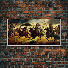 Load image into Gallery viewer, Depiction Of An Ancient Battle, Cool Office Mancave Decor, Wall Decor, Ready To Hang Framed Canvas Print, Oversize Wall Art
