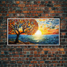 Load image into Gallery viewer, Mosaic Wall Art, Abstract Wall Art, Nature Wall Print, Sunset Art, Canvas Print, Wall Hanging, Panoramic Art, Kitchen Wall Art, Gift Ideas
