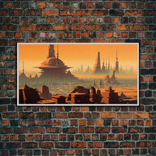 Load image into Gallery viewer, Futuristic Alien Desert World, Scifi Art, Framed Canvas Print, Cool Wall Art
