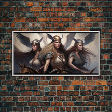 Load image into Gallery viewer, The Valkyries, Norse Mythology, Framed Canvas Print, Norse Fantasy Art

