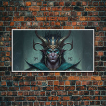 Carregar imagem no visualizador da galeria, Aesthetic Loki the Trickster God, Norse Mythology, Framed Canvas Print, Extra Large Art, Fantasy Decor, Pastel Aesthetic Art
