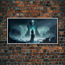 Load image into Gallery viewer, Doorway to Niflheim, Land of Mist and the Dead, Norse Mythology Fantasy Art, Framed Canvas Print, Fantasy Decor
