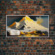 Cargar imagen en el visor de la galería, Cho Oyu, The Turquoise Goddess, Travel Poster, Framed Canvas Print, Mountain Landscape Painting, Original Painting Print
