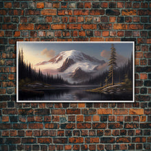 Load image into Gallery viewer, Mountain Canvas Print Wall Art, Mountain Landscape Painting, Mount Rainier, Washington Mountains, Travel  Art, Watercolor Painting

