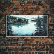 Load image into Gallery viewer, Blue Lake Art | Framed Canvas Print | Blue Lake Painting | Lake House Decor | Guest Room Landscape Painting | Crater Lake Painting
