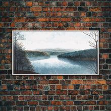 Load image into Gallery viewer, Blue Lake Art | Framed Canvas Print | Blue Lake Painting | Lake House Decor | Guest Room Landscape Painting | Detroit Lake Painting
