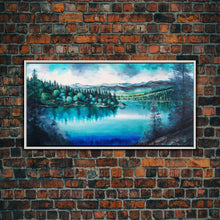 Load image into Gallery viewer, Blue Lake Art | Framed Canvas Print | Blue Lake Painting | Oregon Lake House Decor | Guest Room Landscape Painting | Cascade Lakes Painting
