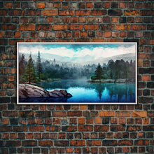 Load image into Gallery viewer, Blue Lake Art | Framed Canvas Print | Blue Lake Painting | Oregon Lake House Decor | Guest Room Landscape Painting | Trillium Lake Painting
