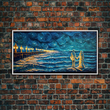 Load image into Gallery viewer, Couple Standing On The Beach, Abstract Art, Framed Canvas Print, Wood Framed Wall Art, Gift For Couples, Gift, Van Gogh Style Art
