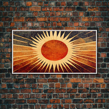 Carregar imagem no visualizador da galeria, Abstract Midcentury Modern Sunburst, Canvas Print, Art Deco Style wall art, sun with sun rays, sun burst, boho style
