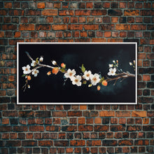 Cargar imagen en el visor de la galería, Cherry Blossoms Wall Decor, Floral Wall Art, White Flowers Wall Art, Panoramic Wall Decor, Canvas Print, Wall Art, Framed Canvas Art

