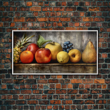 Cargar imagen en el visor de la galería, Fruits Wall Art, Food Art, Pineapple, Apples, Orange, Kitchen Wall Decor, Panoramic Wall Decor, Canvas Print, Wall Art, Framed Canvas Art
