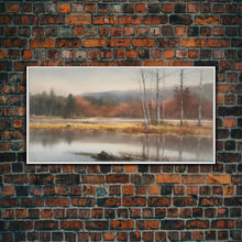 Carregar imagem no visualizador da galeria, Autumn Landscape Wall Decor, Creek Wall Art, Nature Painting Wall Decor, Panoramic Wall Decor, Canvas Print, Wall Art, Framed Canvas Art
