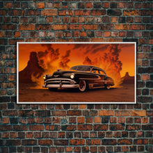 Load image into Gallery viewer, Chevy Classic Car Wall Decor, Retro Car Wall Decor, Desert Landscape Art, Panoramic Wall Decor, Canvas Print, Wall Art, Framed Canvas Art
