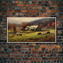 Carregar imagem no visualizador da galeria, Farm Wall Decor, Country Wall Decor, Farm Animals Wall Decor, Fall Wall Art, Panoramic Wall Decor, Canvas Print, Wall Art, Framed Canvas Art
