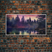 Carregar imagem no visualizador da galeria, Foggy Landscape Wall Art, Reflection River Wall Decor, Misty Lake Art, Panoramic Wall Decor, Canvas Print, Wall Art, Framed Canvas Art

