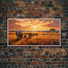 Load image into Gallery viewer, Elephant Wall Art, Animal Art, Safari Wall Art, Panoramic Art, Wall Art, Canvas Art, Landscape Art, Rustic Wall Decor, Military Gift, Prints
