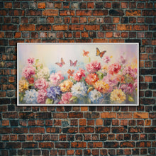 Carregar imagem no visualizador da galeria, Butterfly Wall Art, Flowers Wall Art, Colorful Fowers, Panoramic Art, Wall Art, Canvas Art, Landscape Art, Meadow Art, Botanical Art
