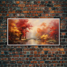 Carregar imagem no visualizador da galeria, Fall Centerpiece, Beautiful Forest In Early Autumn, Landscape Framed Canvas Print Painting, Wall Art, Wall Decor, Autumn Decor, Farmhouse
